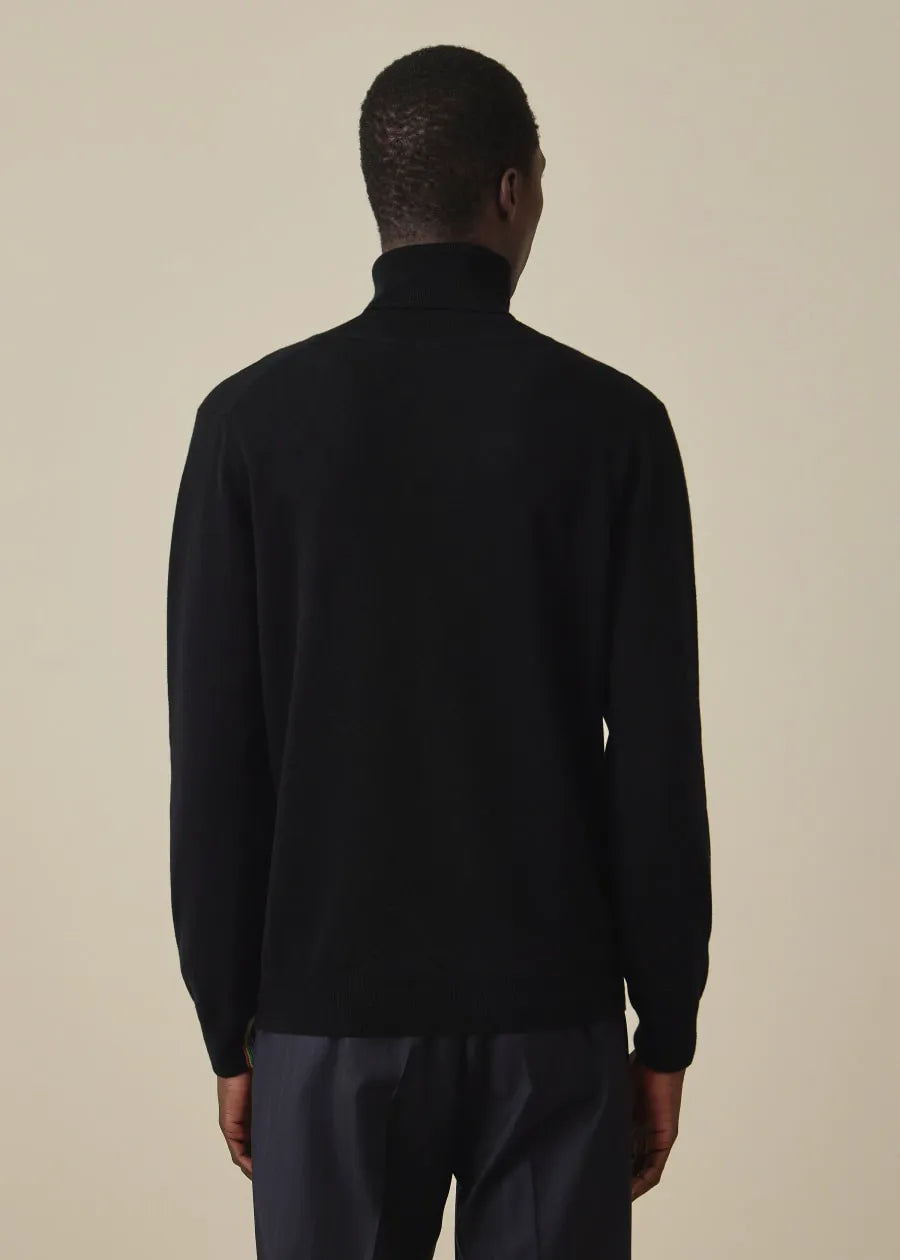 Black Cashmere Roll Neck Sweater