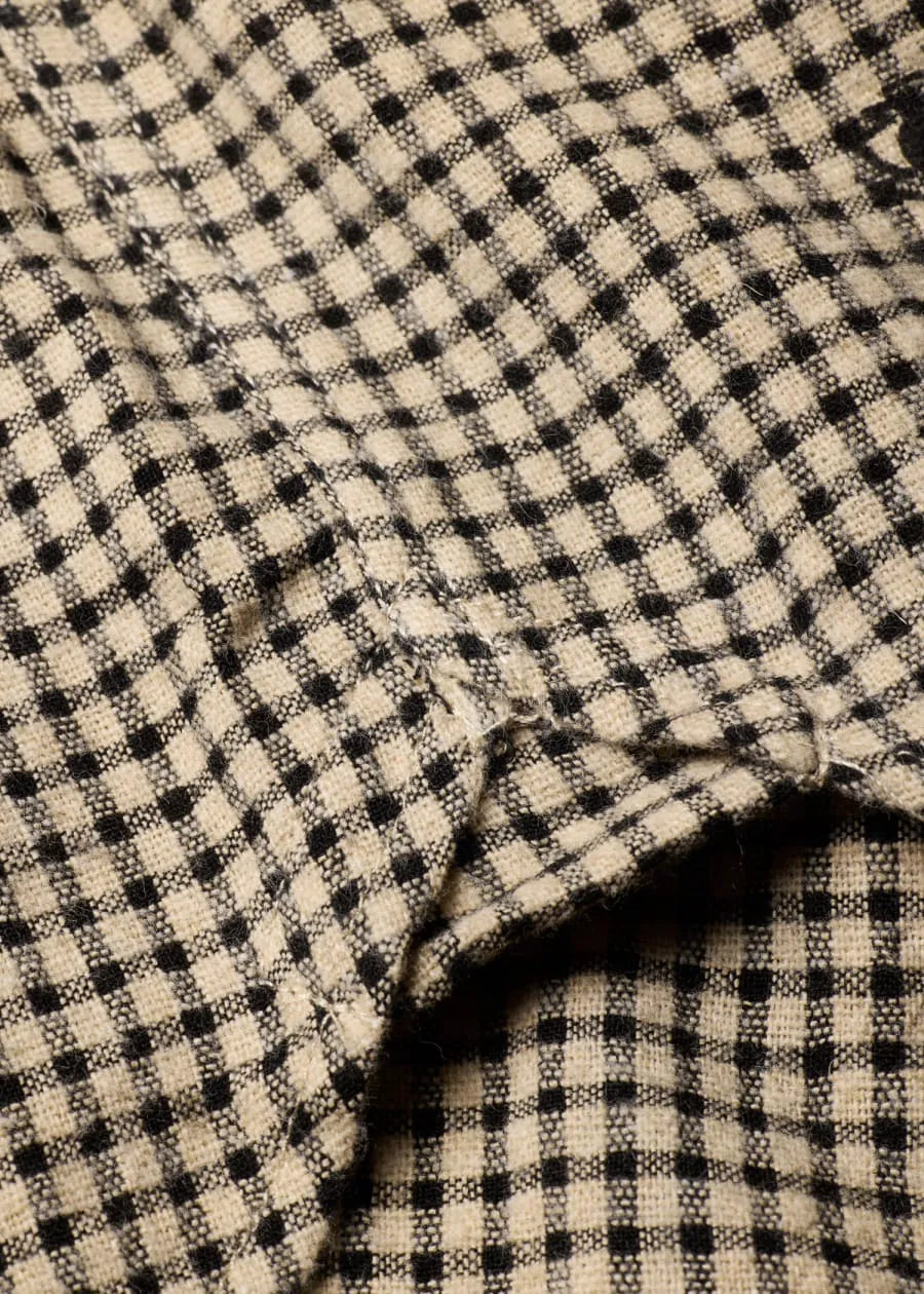 Beige and Black Gingham Floral Shirt