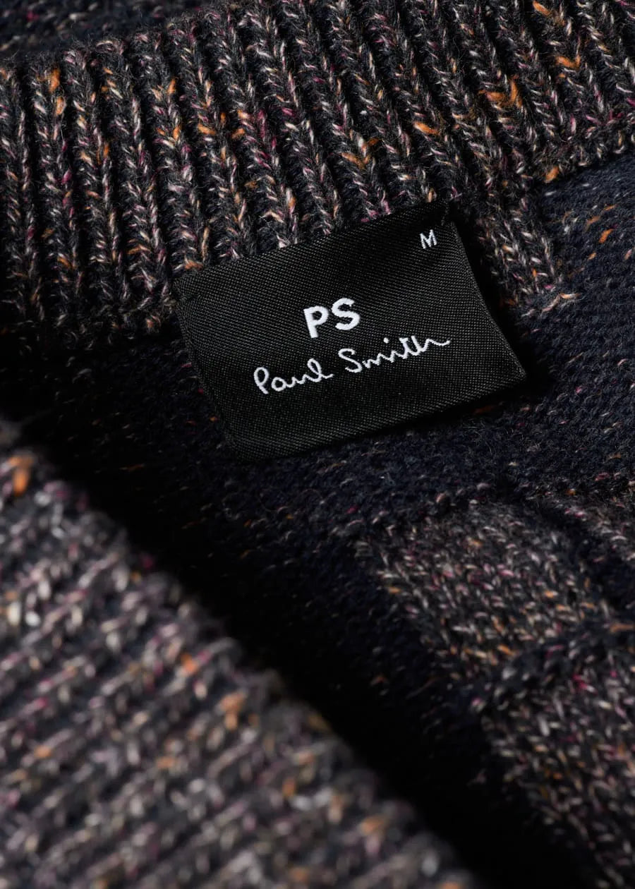 Navy 'Patchwork' Cotton-Blend Cardigan
