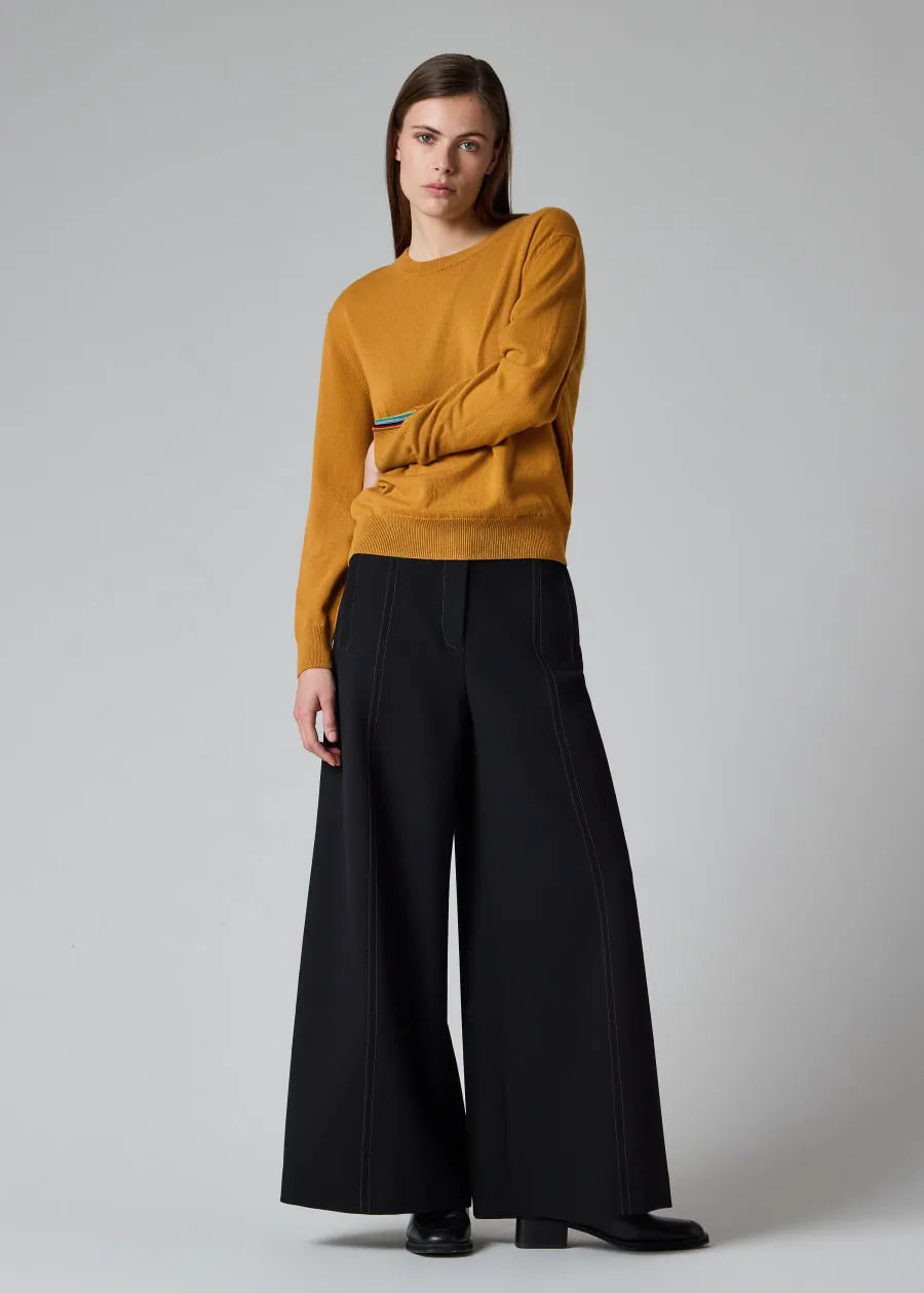 Women's Ochre Yellow Crew Neck Sweater