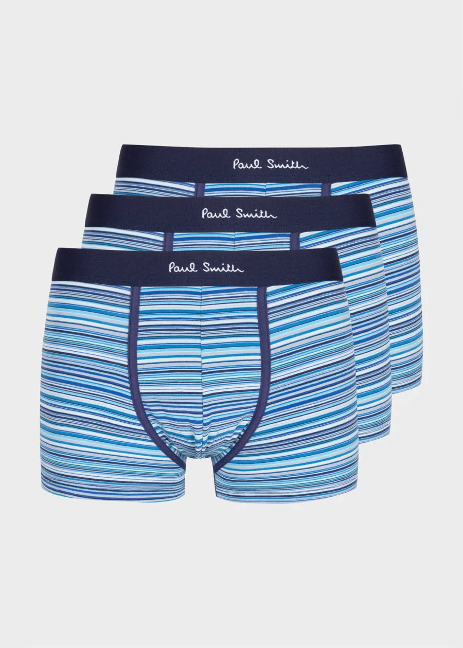 Blue Organic-Cotton 'Signature Stripe' Boxer Briefs Three Pack
