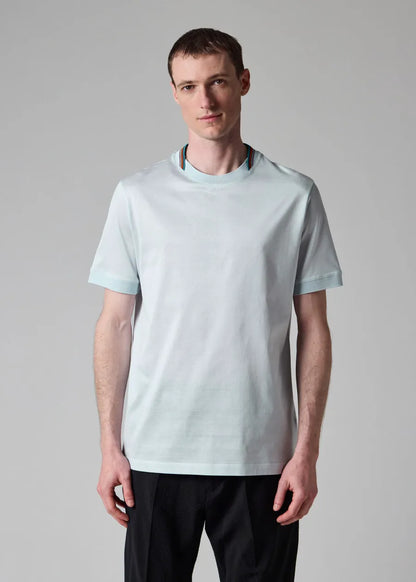 Sky Blue 'Signature Stripe' Collar T-Shirt