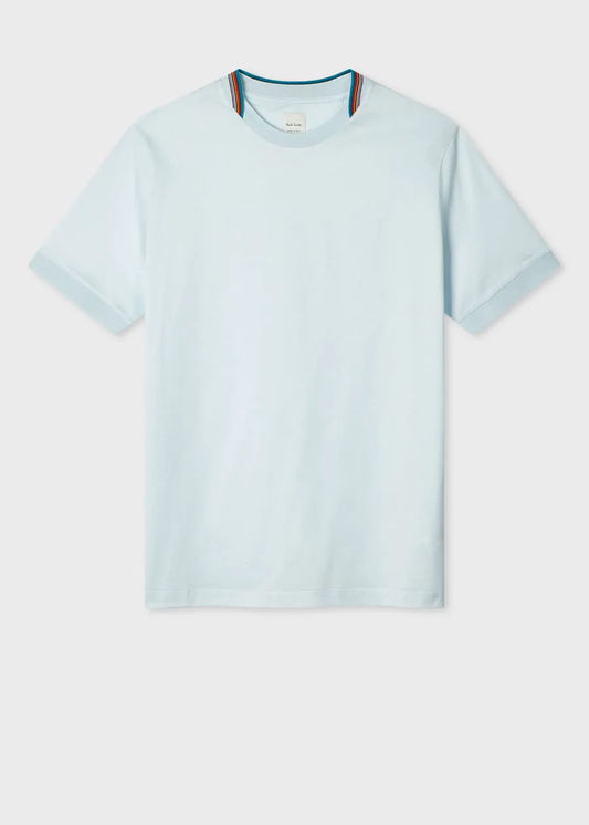 Sky Blue 'Signature Stripe' Collar T-Shirt