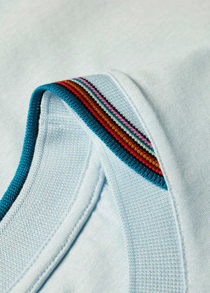 Sky Blue 'Signature Stripe' Collar T-Shirt