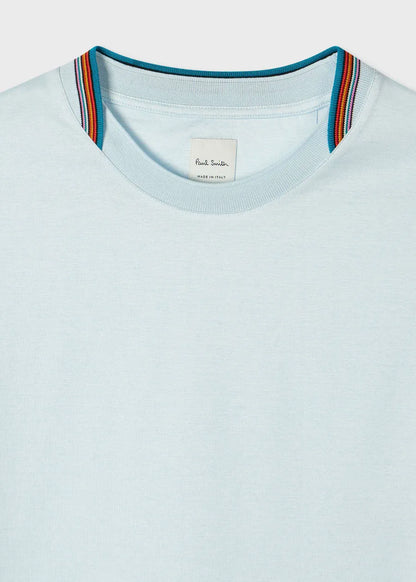 Sky Blue 'Signature Stripe' Collar T-Shirt