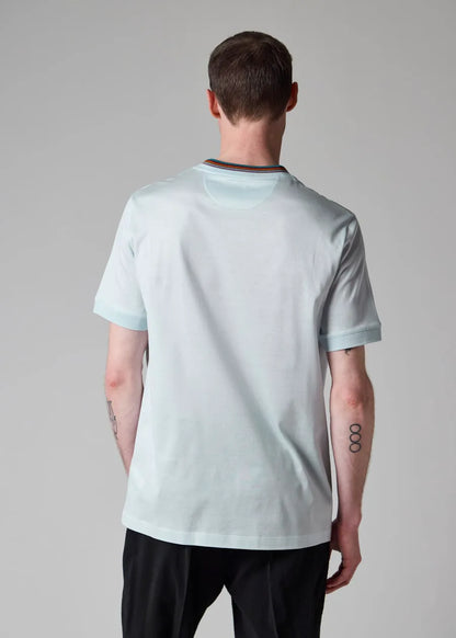 Sky Blue 'Signature Stripe' Collar T-Shirt