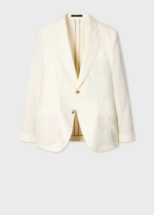 Ivory Linen Two-Button Blazer