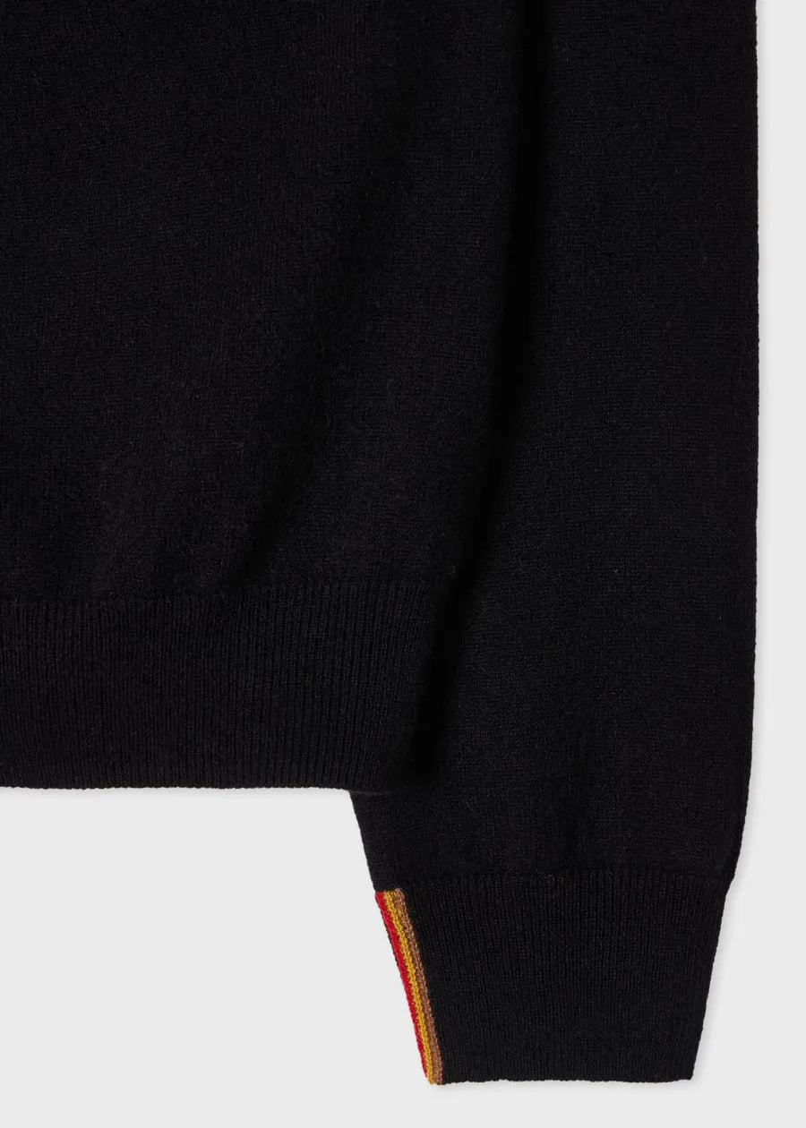 Black Cashmere Roll Neck Sweater