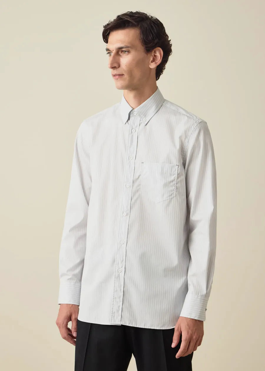 Regular-Fit White and Red Stripe Shirt