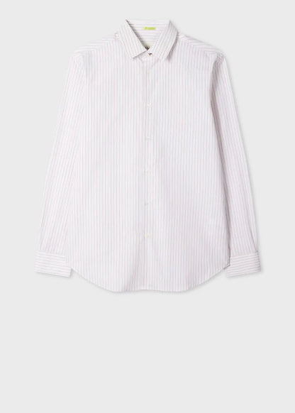 Regular-Fit White and Red Stripe Shirt