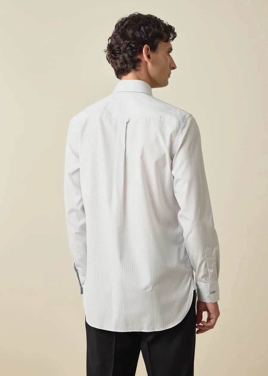 Regular-Fit White and Red Stripe Shirt