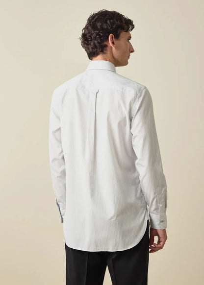 Regular-Fit White and Red Stripe Shirt
