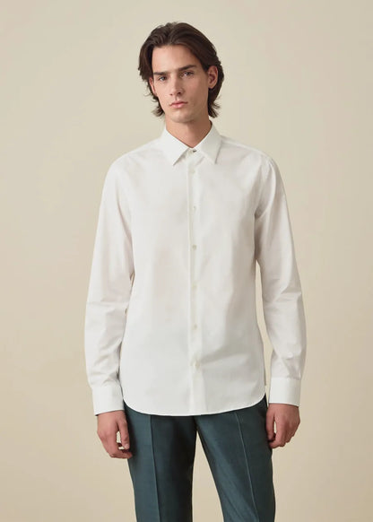 Slim-Fit White Cotton Poplin Shirt