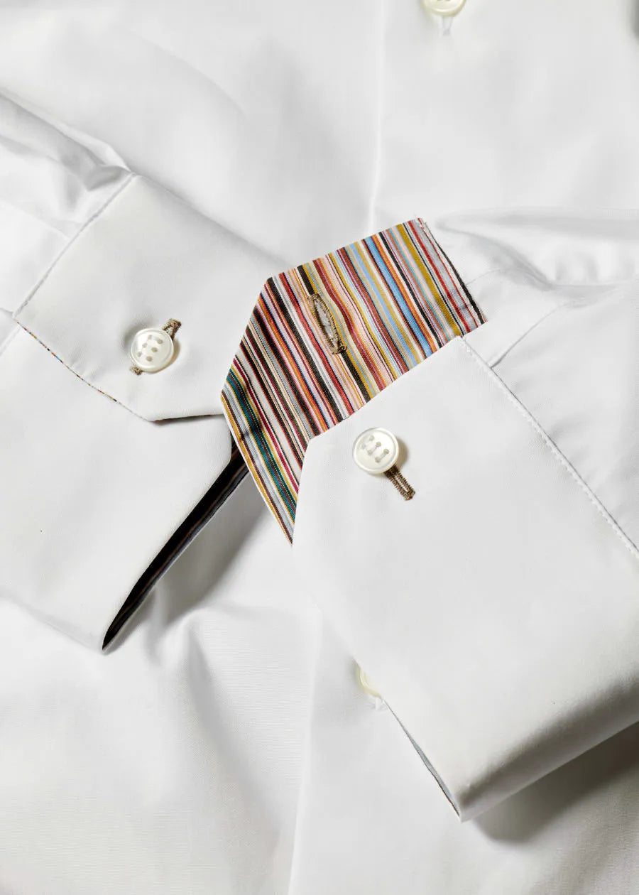 Slim-Fit White Cotton Poplin Shirt