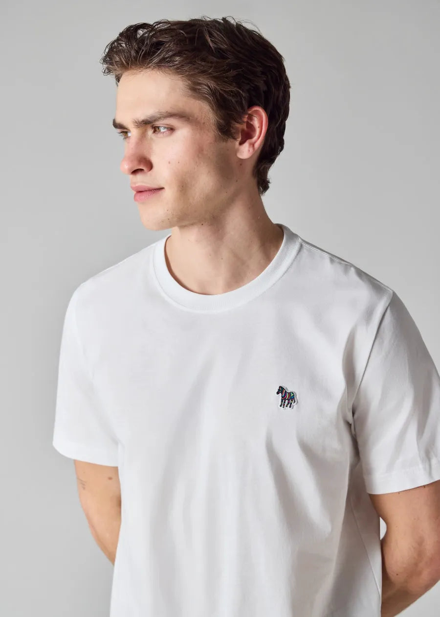 White Cotton Zebra Logo T-Shirt