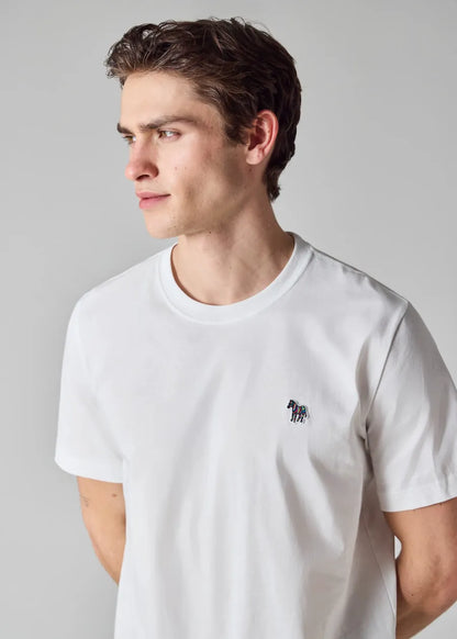 White Cotton Zebra Logo T-Shirt