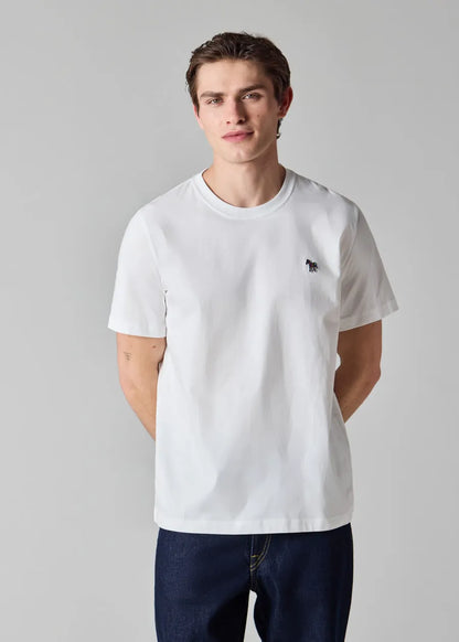 White Cotton Zebra Logo T-Shirt