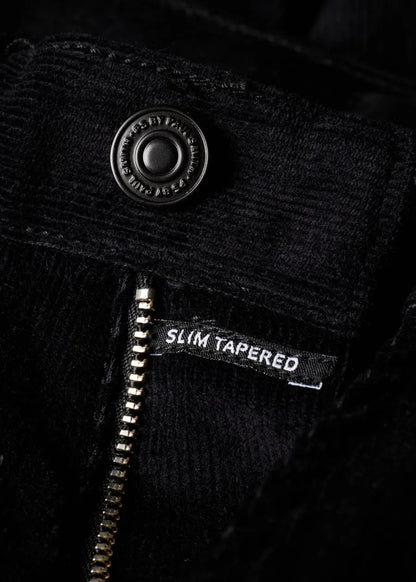 Slim Tapered-Fit Black Corduroy Trousers