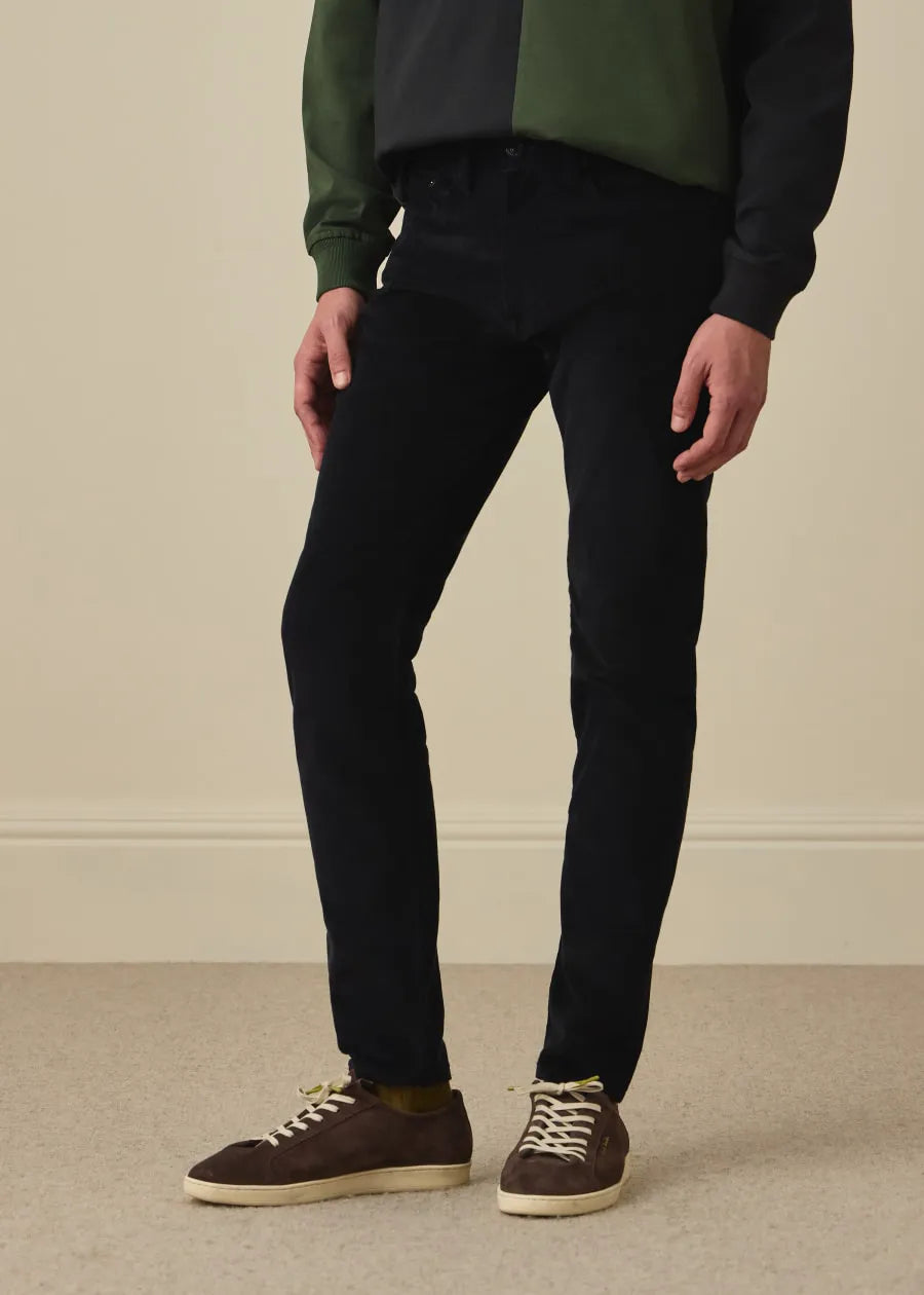 Slim Tapered-Fit Black Corduroy Trousers
