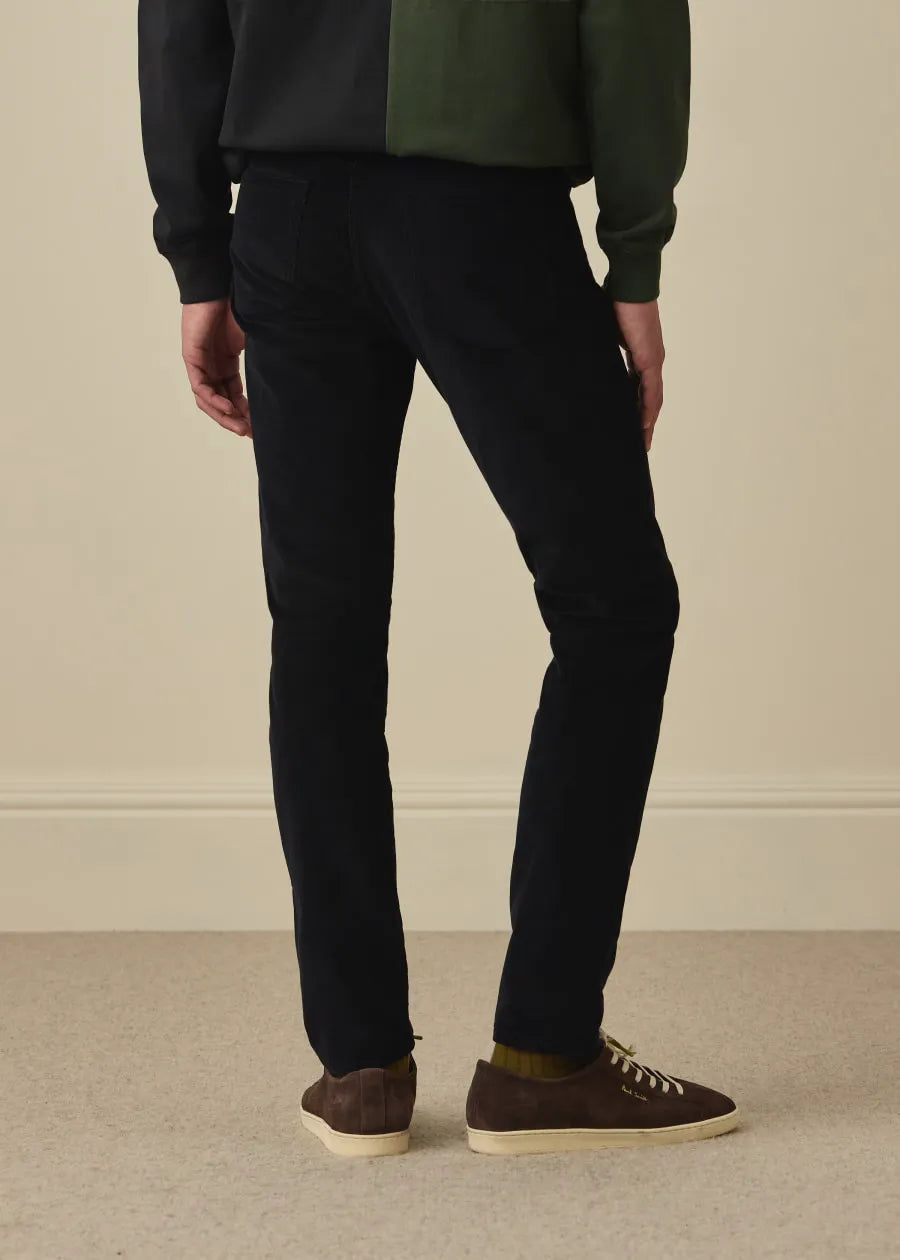 Slim Tapered-Fit Black Corduroy Trousers