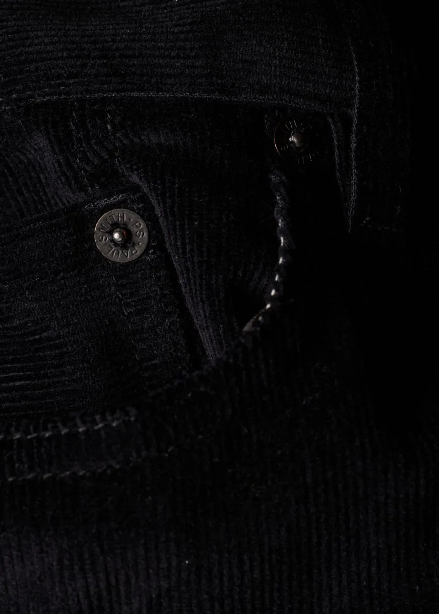 Slim Tapered-Fit Black Corduroy Trousers