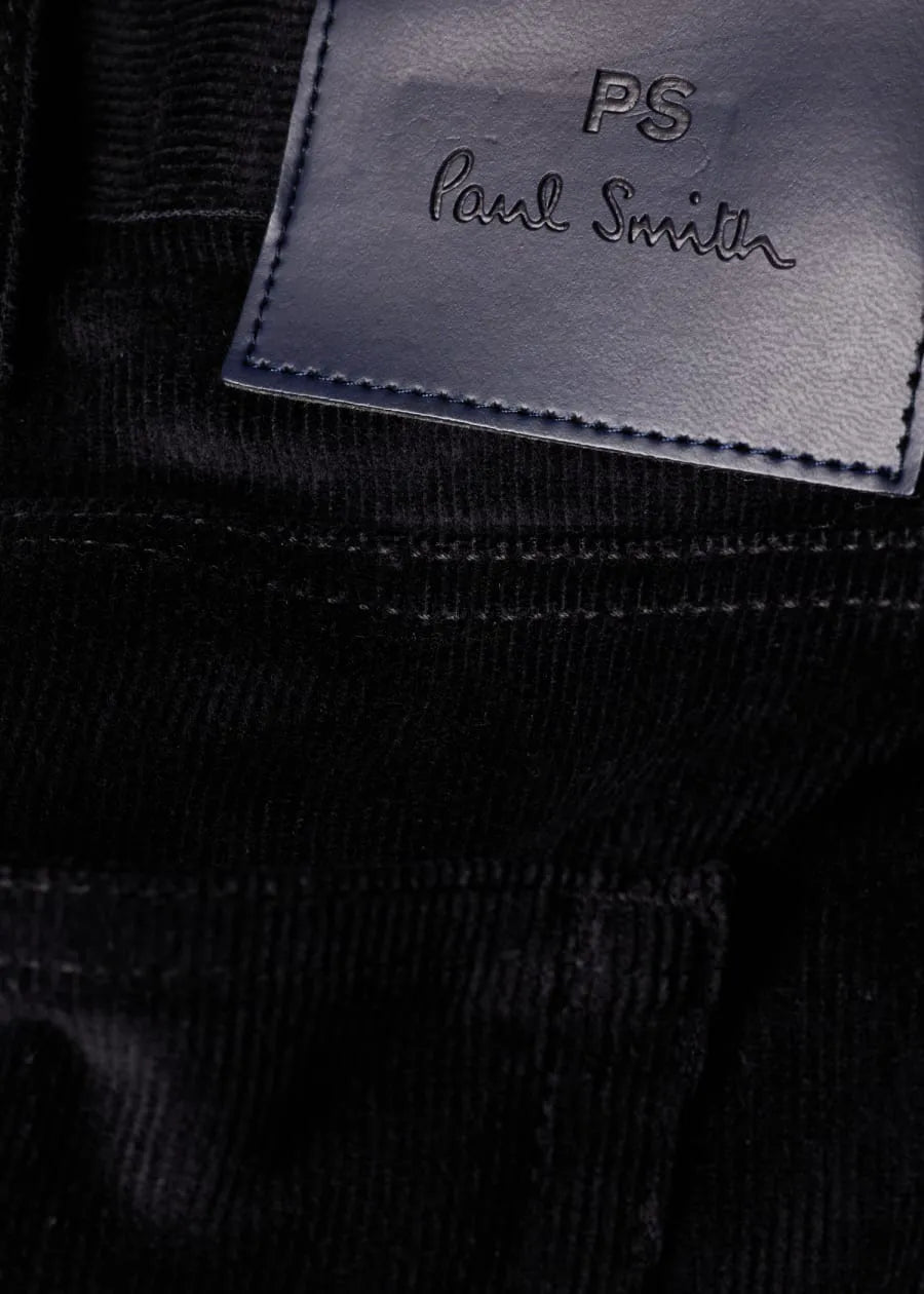 Slim Tapered-Fit Black Corduroy Trousers