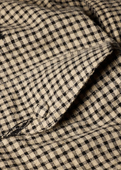 Beige and Black Gingham Floral Shirt