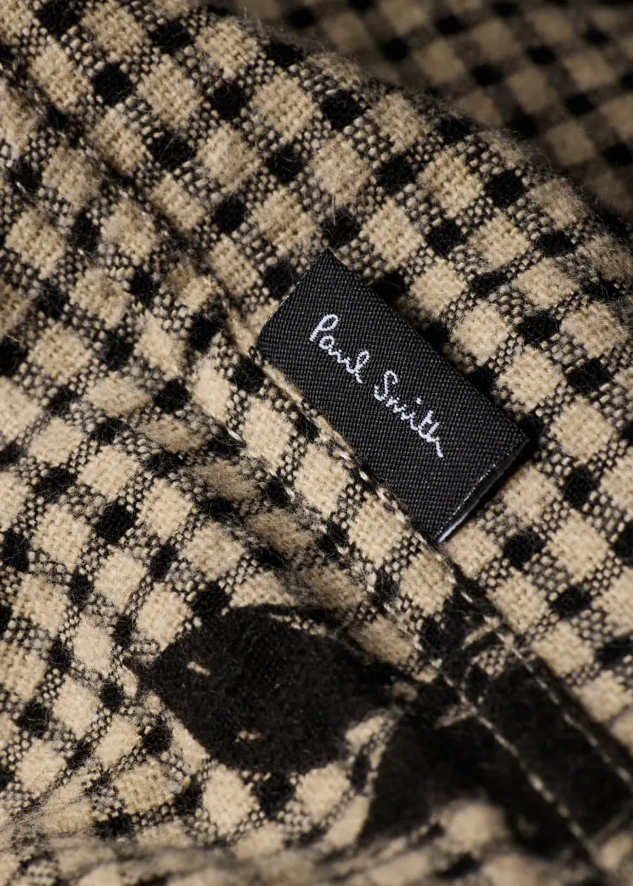 Beige and Black Gingham Floral Shirt