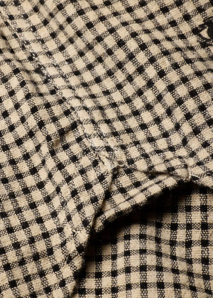 Beige and Black Gingham Floral Shirt