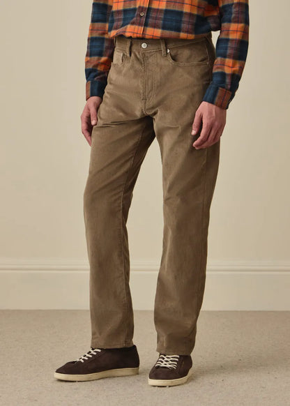 Relaxed Tapered-Fit Light Brown Corduroy Trousers