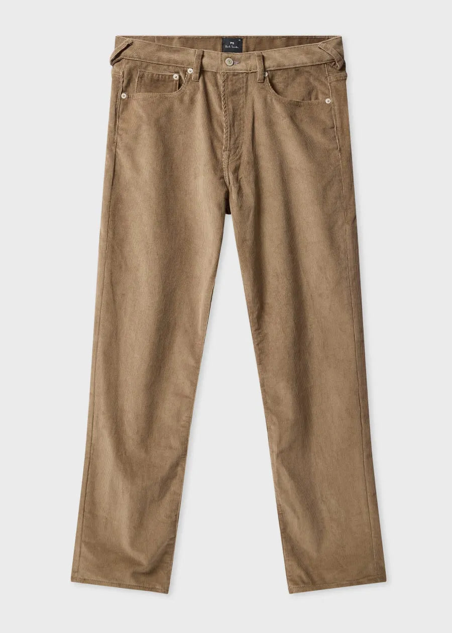 Relaxed Tapered-Fit Light Brown Corduroy Trousers