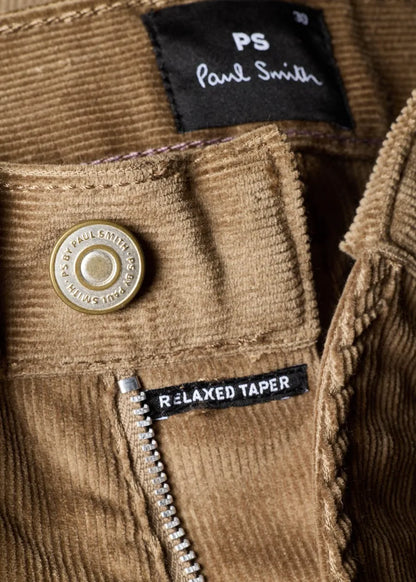 Relaxed Tapered-Fit Light Brown Corduroy Trousers