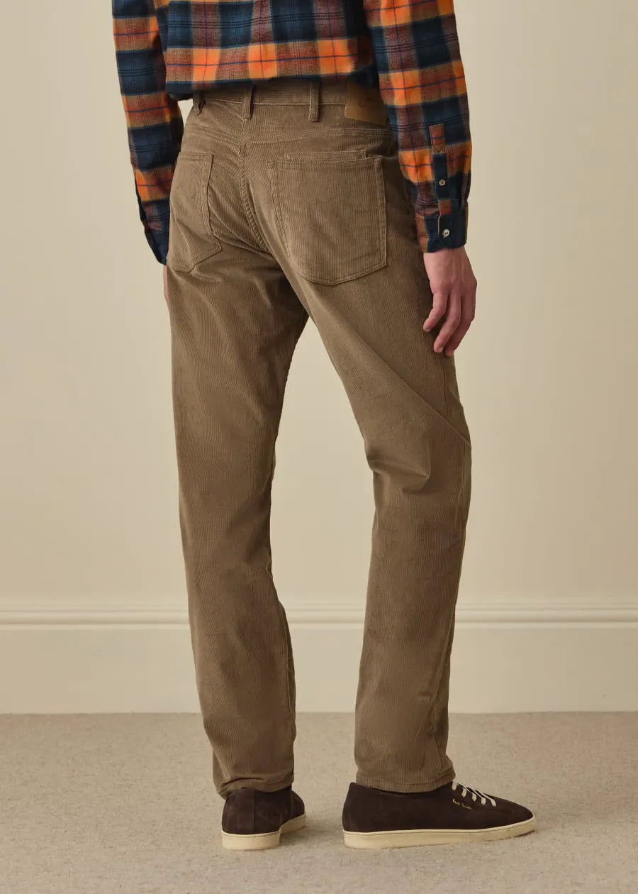 Relaxed Tapered-Fit Light Brown Corduroy Trousers