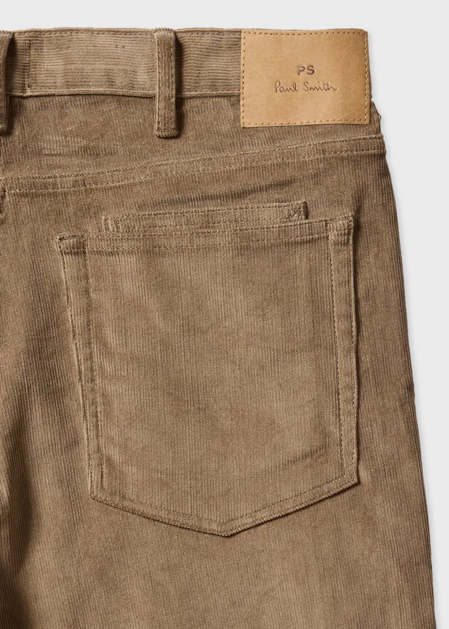 Relaxed Tapered-Fit Light Brown Corduroy Trousers