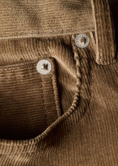 Relaxed Tapered-Fit Light Brown Corduroy Trousers