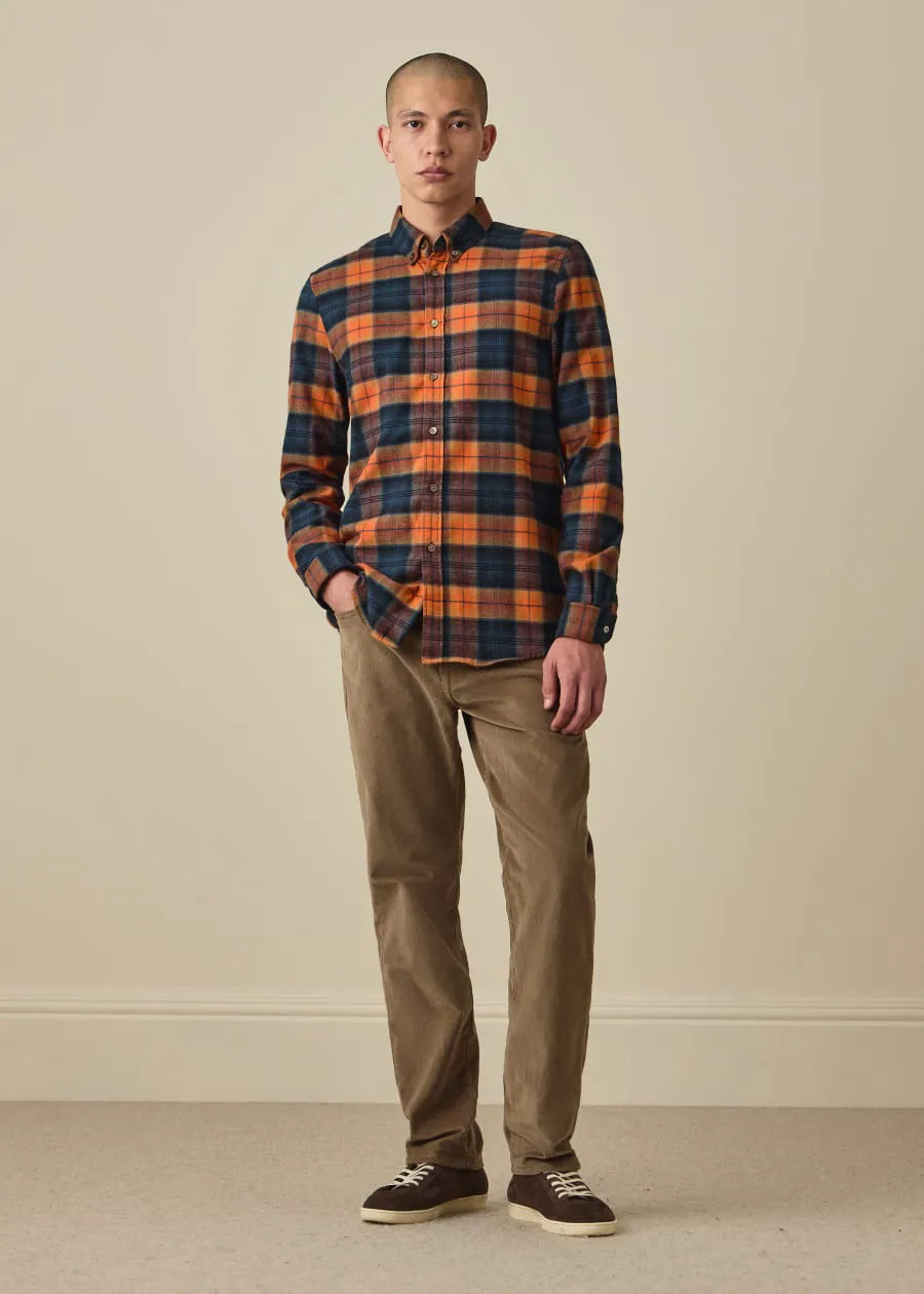 Relaxed Tapered-Fit Light Brown Corduroy Trousers
