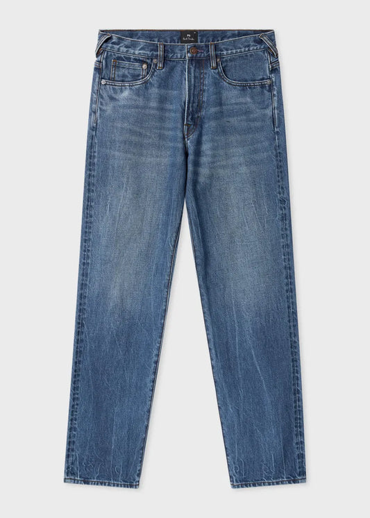 Relaxed Tapered-Fit Mid-Wash Jeans