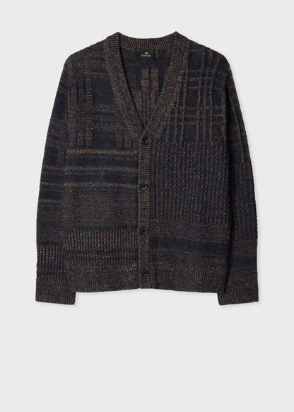 Navy 'Patchwork' Cotton-Blend Cardigan