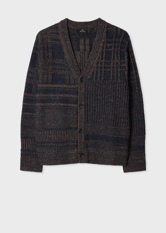 Navy 'Patchwork' Cotton-Blend Cardigan