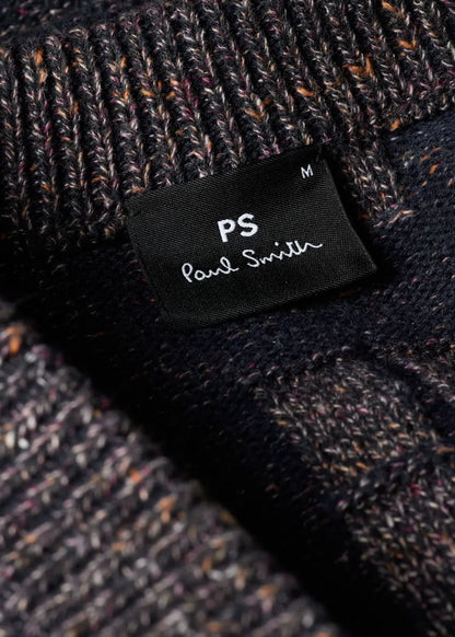 Navy 'Patchwork' Cotton-Blend Cardigan