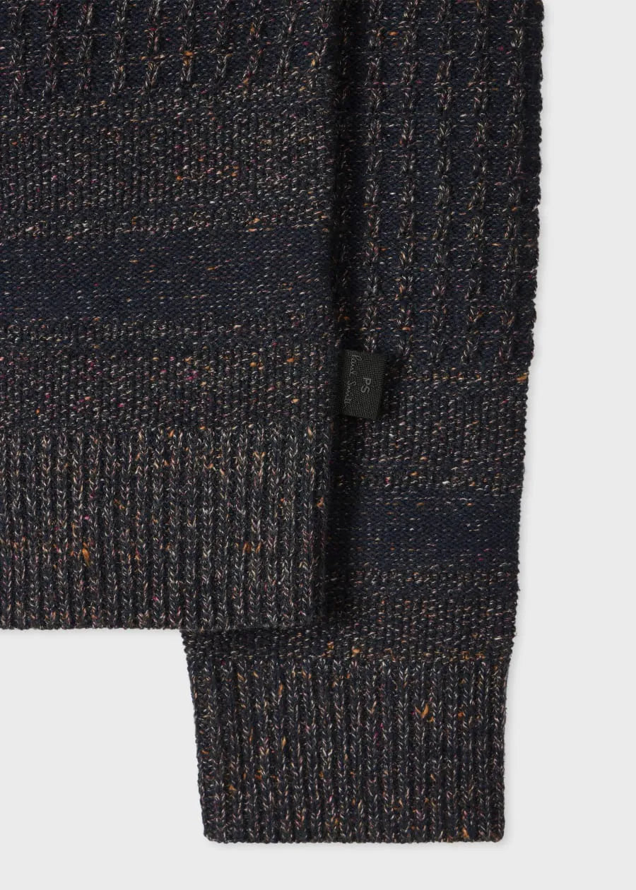 Navy 'Patchwork' Cotton-Blend Cardigan