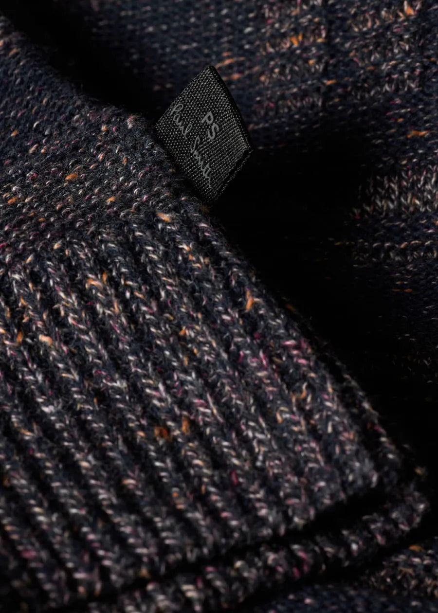 Navy 'Patchwork' Cotton-Blend Cardigan