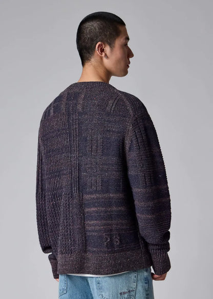 Navy 'Patchwork' Cotton-Blend Cardigan