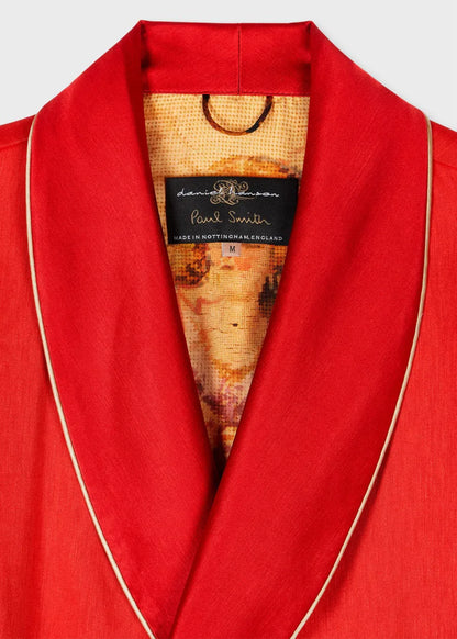 Red Linen And Silk Dressing Gown