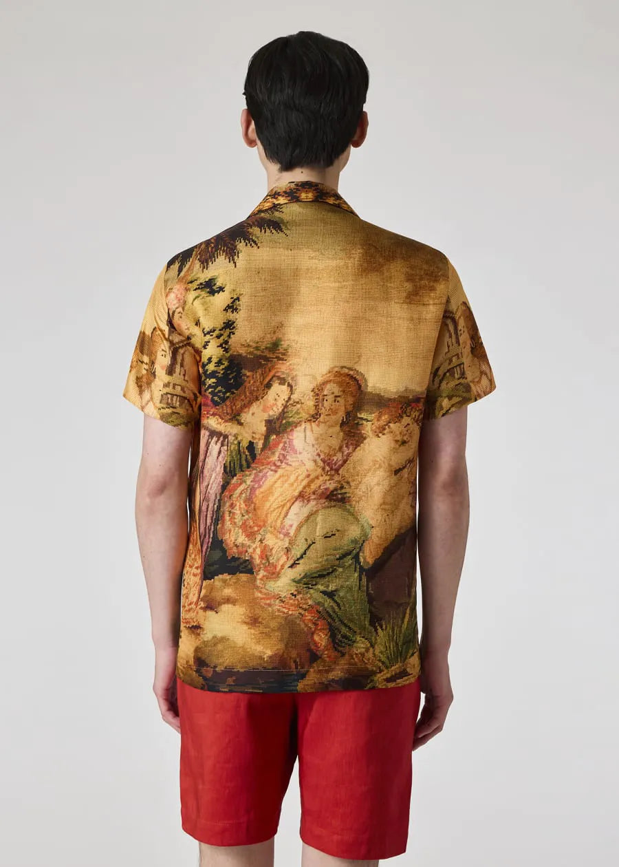 Tapestry Print Silk Pyjama Shirt