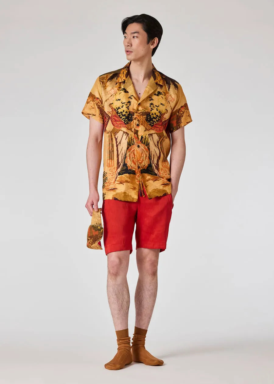 Tapestry Print Silk Pyjama Shirt