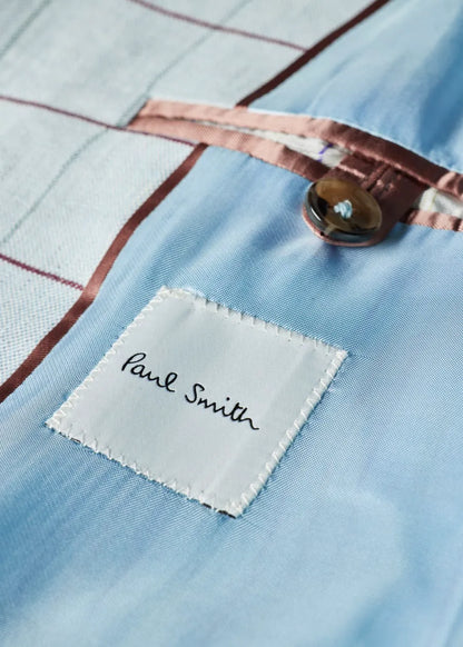 Women's Light Blue Windowpane Double-Breasted Blazer