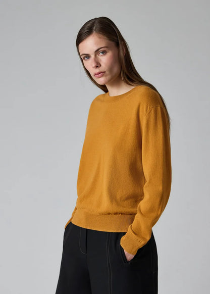 Women's Ochre Yellow Crew Neck Sweater