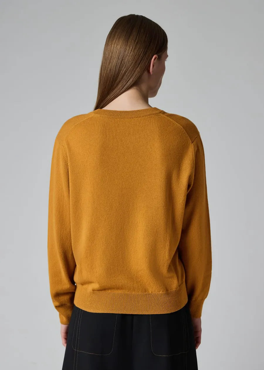 Women's Ochre Yellow Crew Neck Sweater