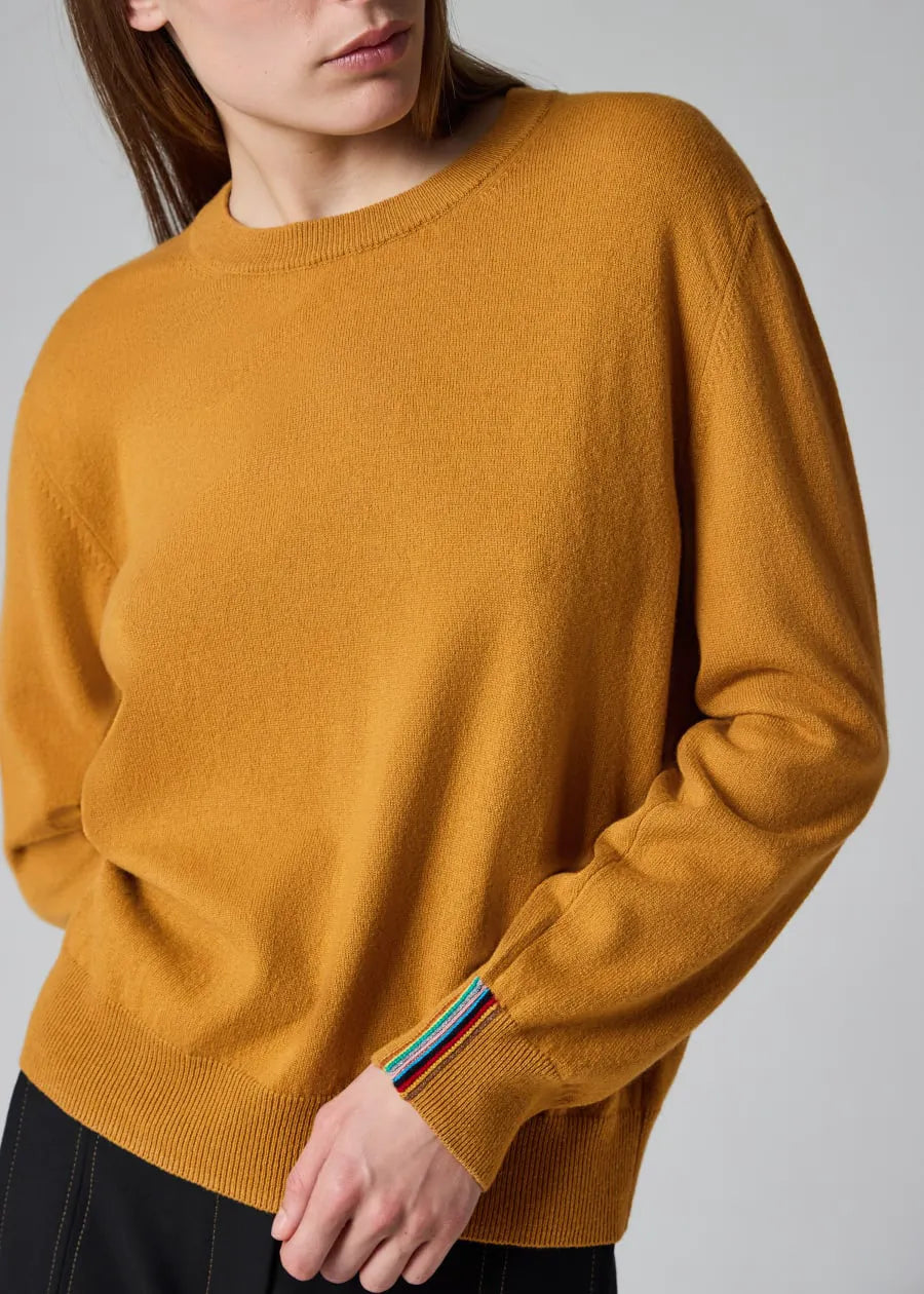 Women's Ochre Yellow Crew Neck Sweater
